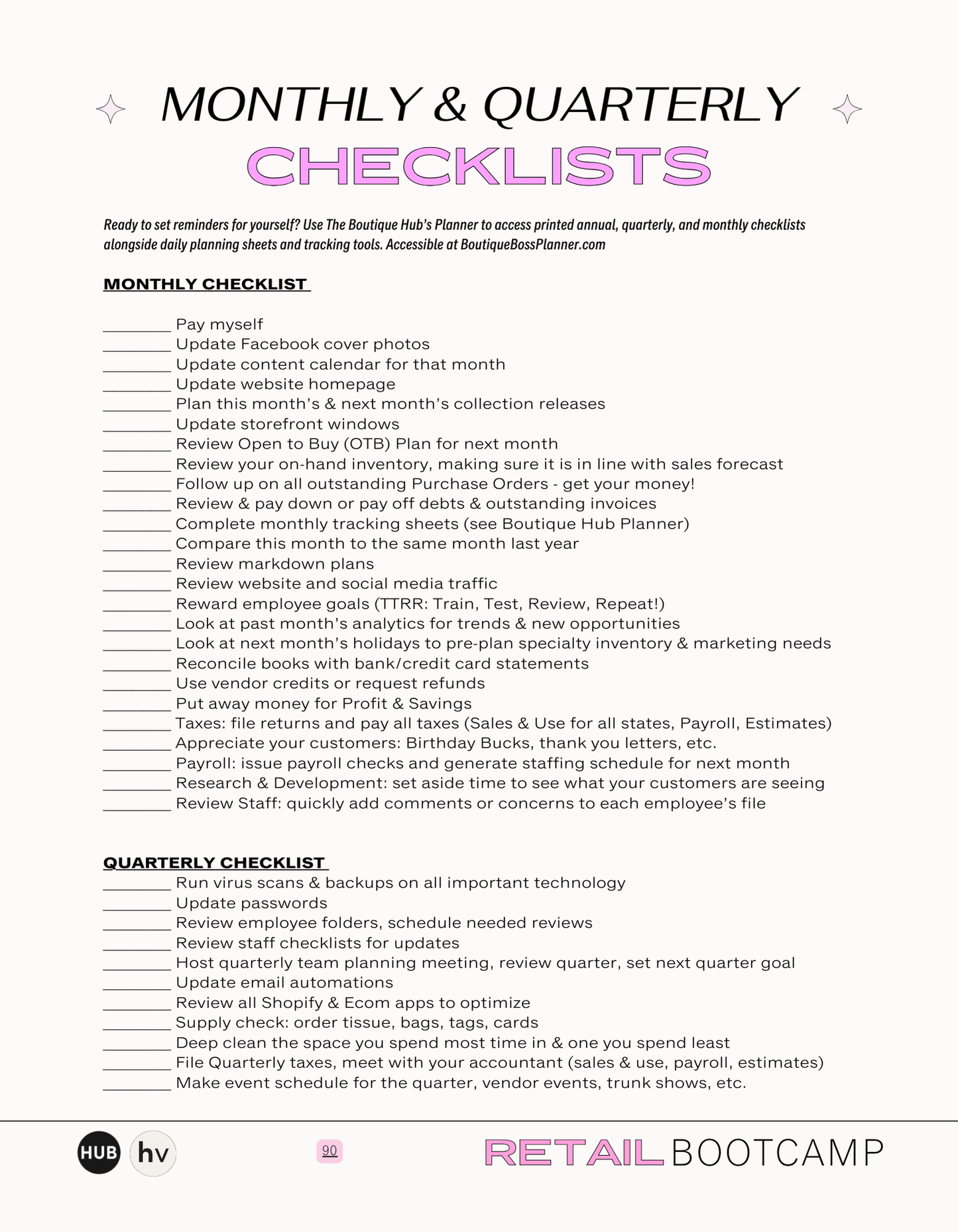 Retail Bootcamp Workbook